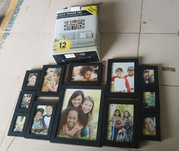 Premium Black Photo Frame Set 12 Pcs Wall Hanging Gallery Frames