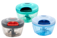 Affordable kitchen tools and gadgets set featuring manual vegetable choppers in red, teal, and blue lids