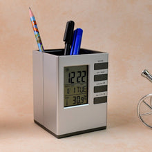 Multifunction Cube Digital Desk Clock with Pen Holder (1 Pc)